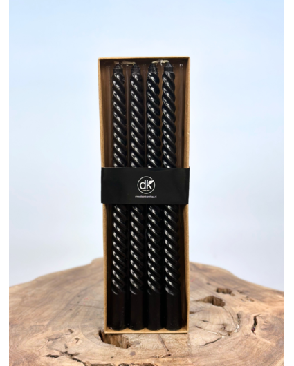 Swirl kaarsen set | 4 stuks | Zwart