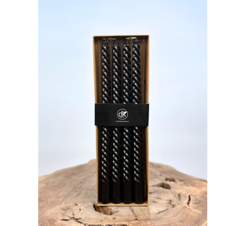 Swirl kaarsen set | 4 stuks | Zwart