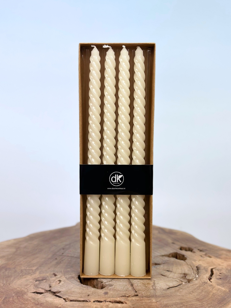 Swirl kaarsen set | 4 stuks | Wit