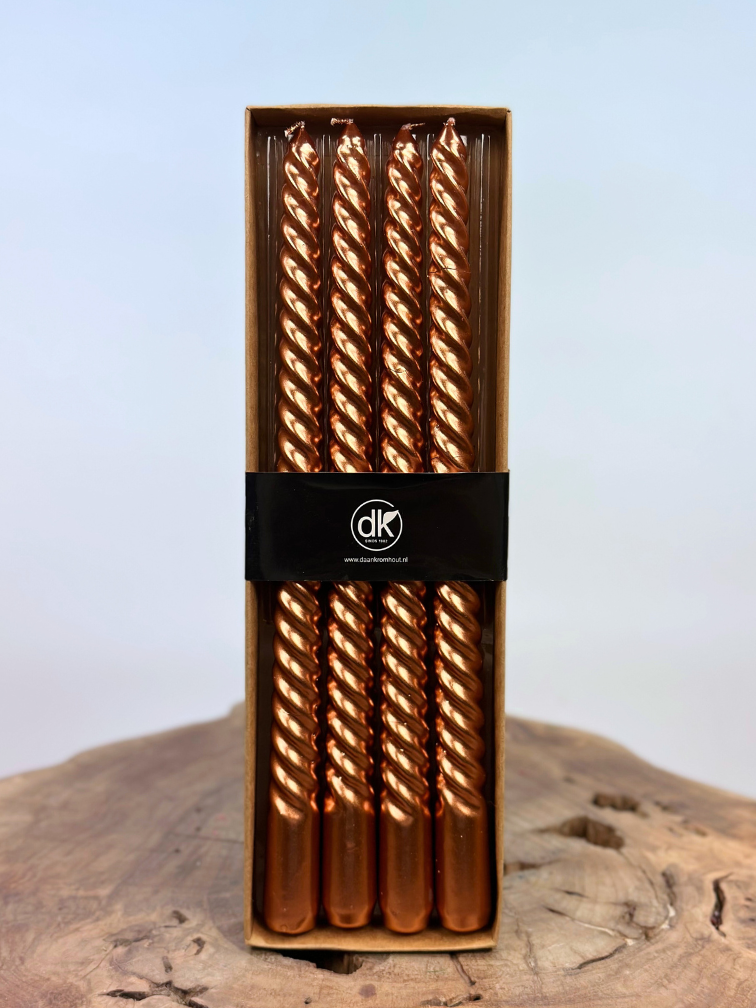 Swirl kaarsen set | 4 stuks | Copper