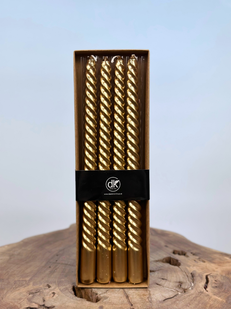 Swirl kaarsen set | 4 stuks | Gold
