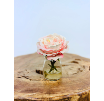 Zijdenroosje "roze" in vaasje | 11cm