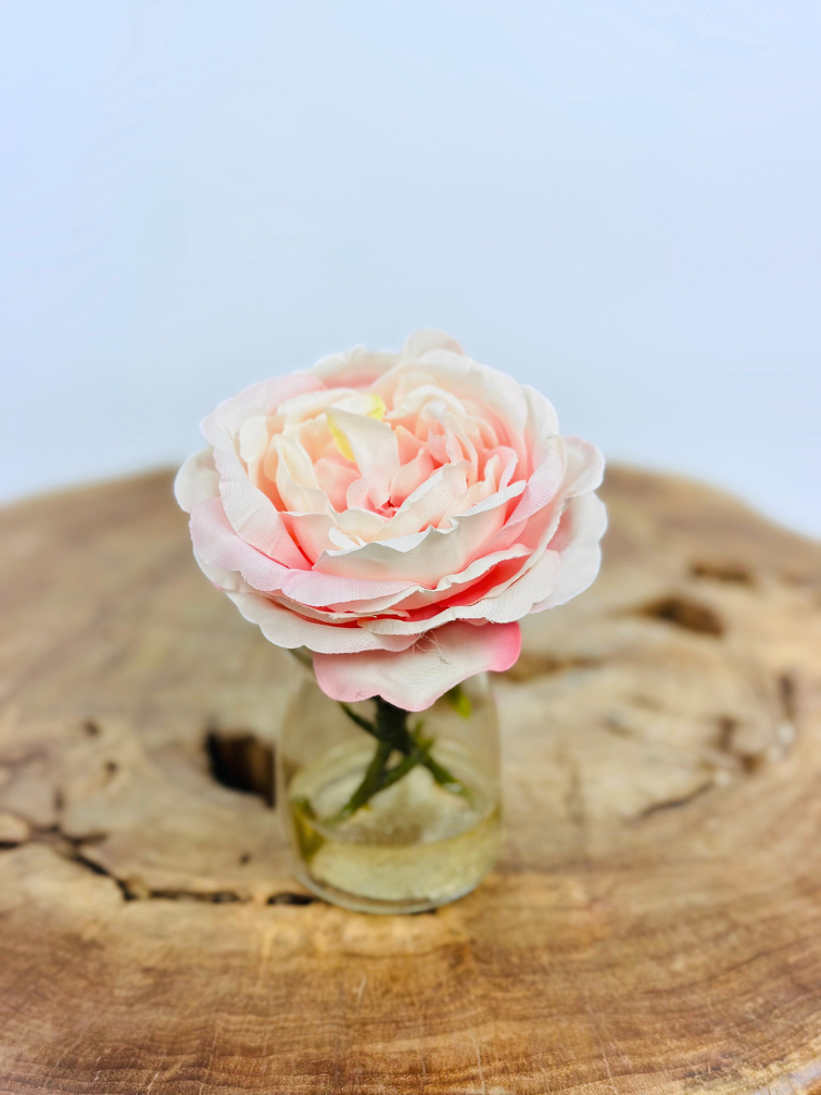 Zijdenroosje "roze" in vaasje | 11cm