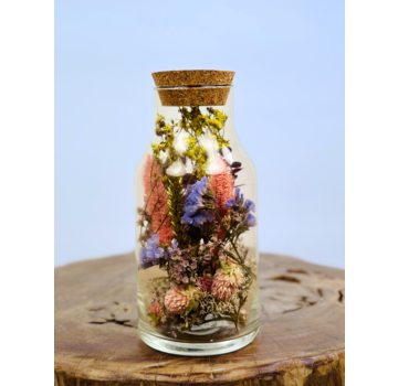 Lucky Bottle met droogbloemen | Gekleurd |  ⌀10xH20cm