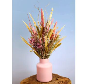 Droogboeket "Specially Yours" - incl. roze vaas | 55cm