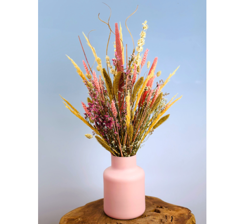 Droogboeket "Specially Yours" - inclusief roze vaas | 55cm