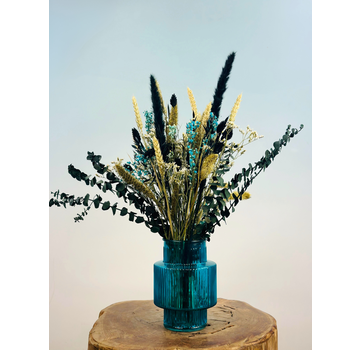 Droogboeket "Blue Moon medium"  incl. vaas | 45cm