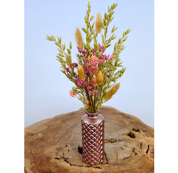 Droogboeket "Sweet Peach" mini incl. vaas | 30cm