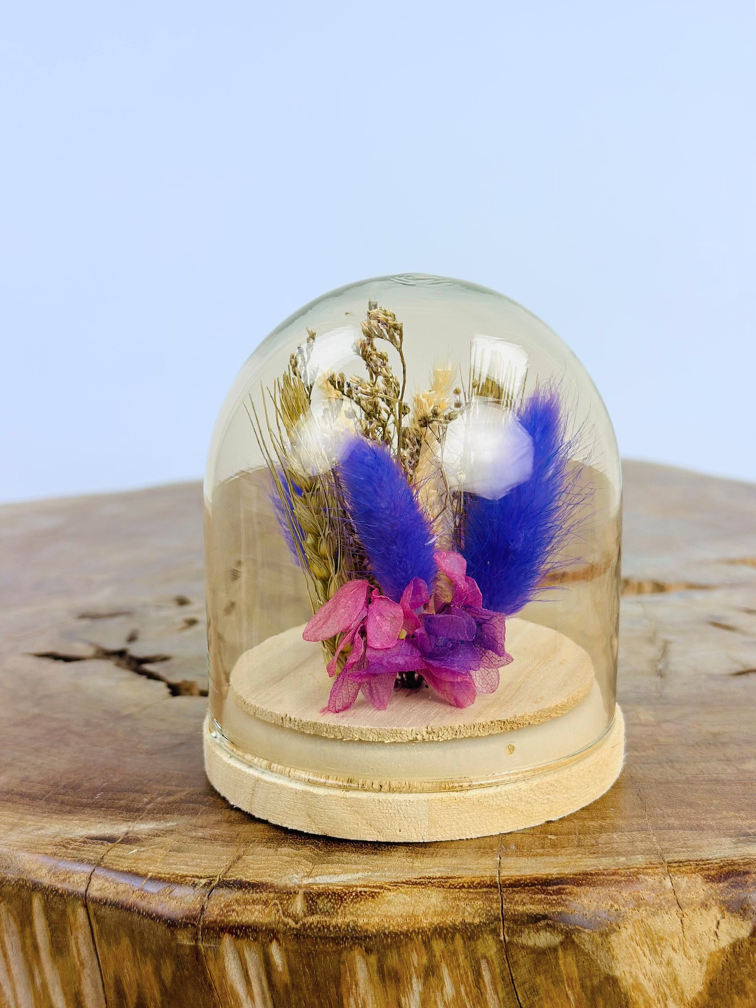 Stolpje met droogbloemen "small" - paars