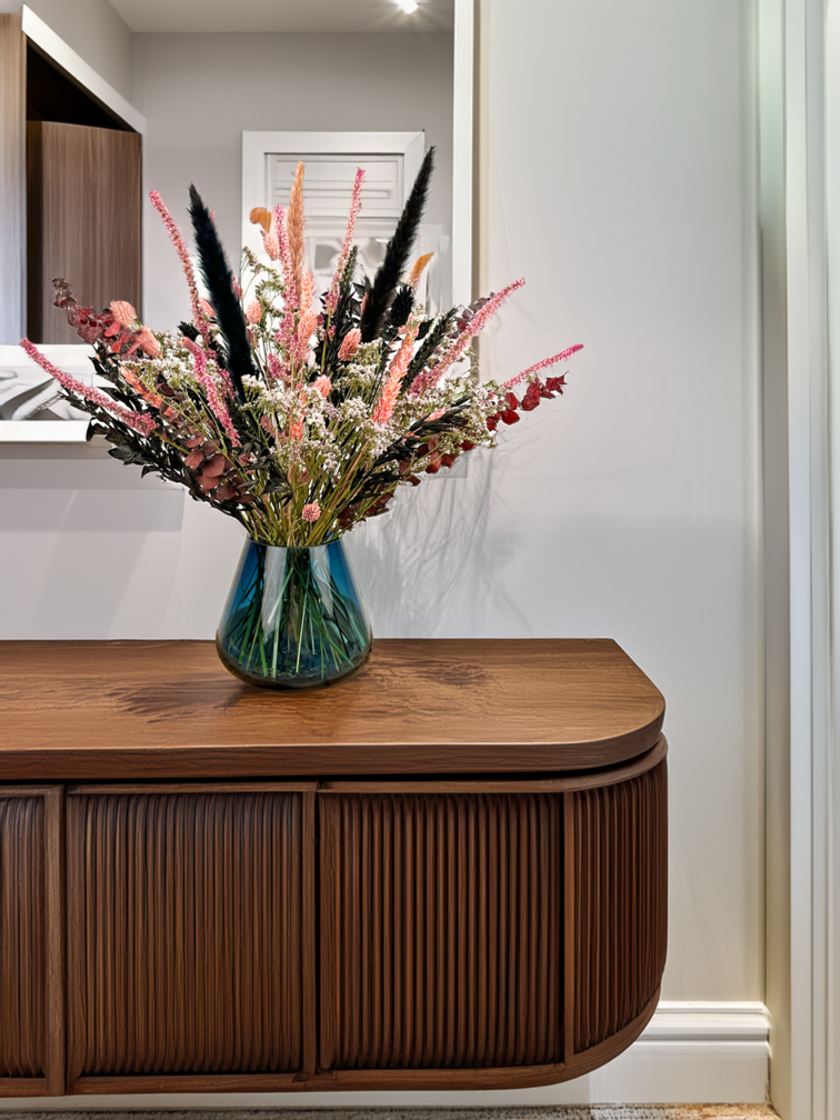 Droogbloemen boeket "Luxury Night" (Small) - inclusief smokey vaas | 35cm