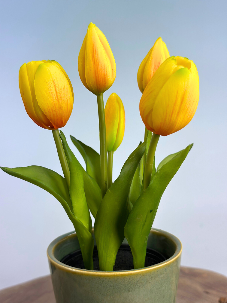 Kunst Tulpen - geel (incl. pot) | 30cm