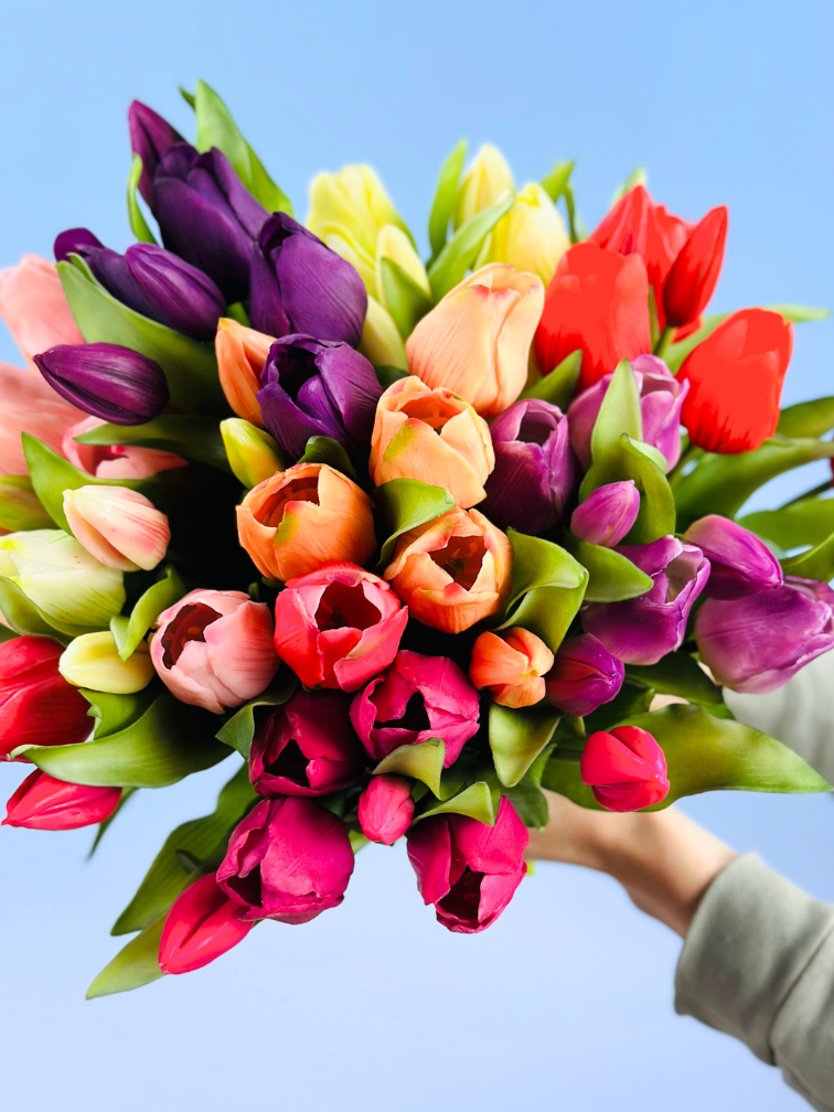 Kunst tulpen - zalm | 7 stuks