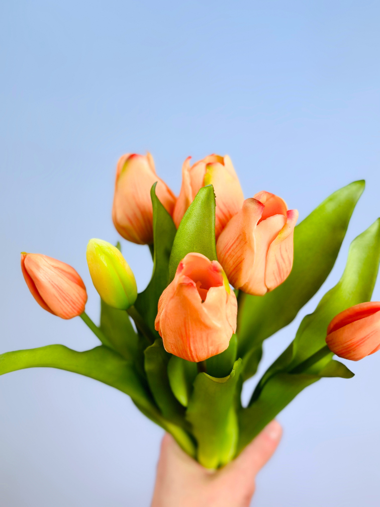 Kunst tulpen - zalm | 7 stuks