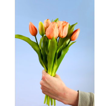 Kunst tulpen - zalm | 7 stuks