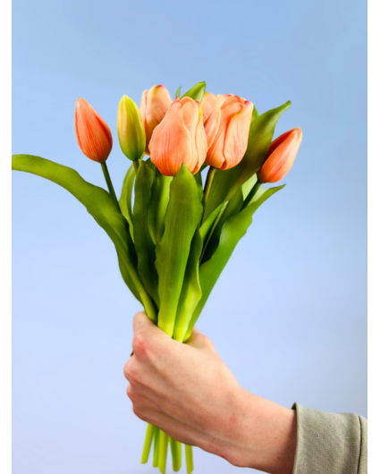 Kunst tulpen - zalm | 7 stuks