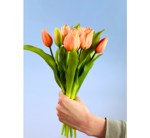 Kunst tulpen - zalm | 7 stuks