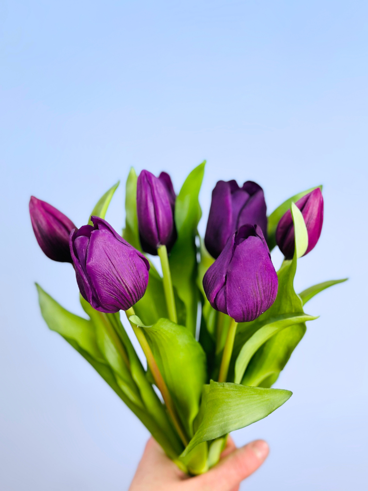 Kunst tulpen - paars | 7 stuks