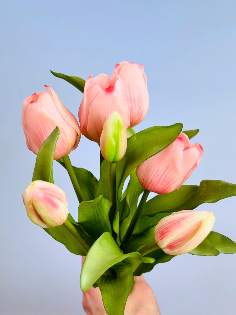 Kunst tulpen - lichtroze | 7 stuks