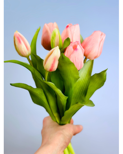 Kunst tulpen - lichtroze | 7 stuks