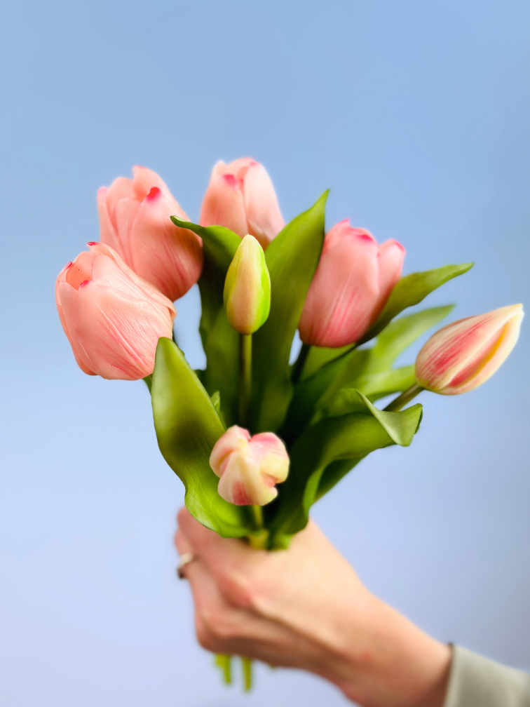 Kunst tulpen - lichtroze | 7 stuks