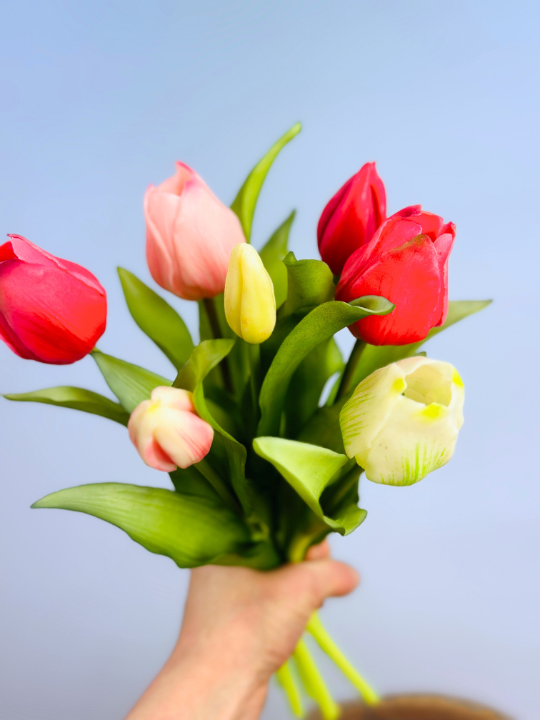 Kunst tulpen - roze mix | 7 stuks