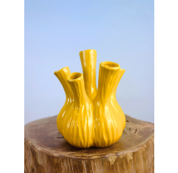 Trendy tulpenvaas "glanzend geel" | ⌀20xH25cm