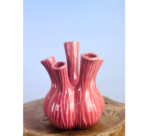 Trendy tulpenvaas "glanzend roze" | ⌀20xH25cm