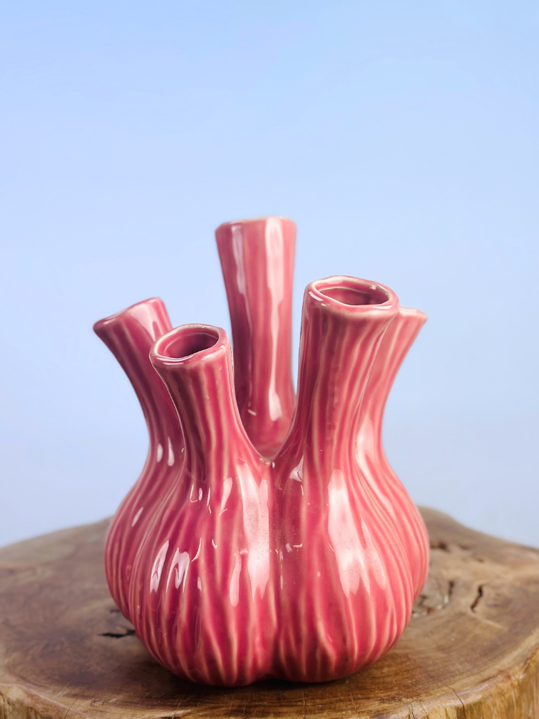 Trendy tulpenvaas "glanzend roze" | ⌀20xH25cm