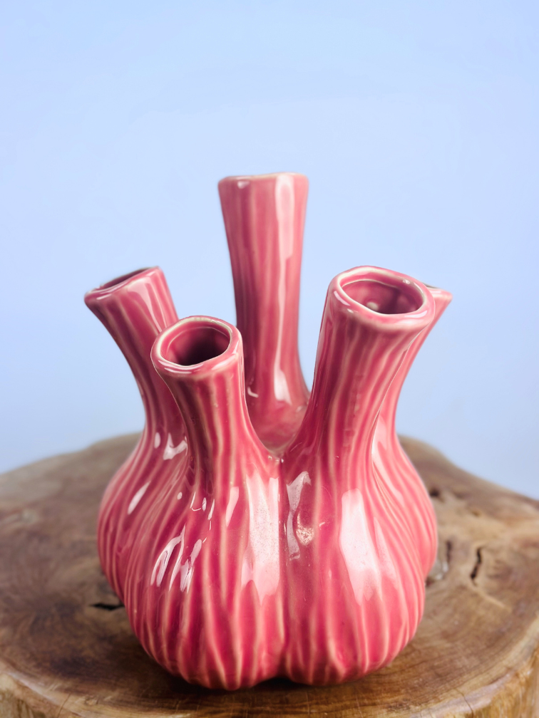 Trendy tulpenvaas "glanzend roze" | ⌀20xH25cm