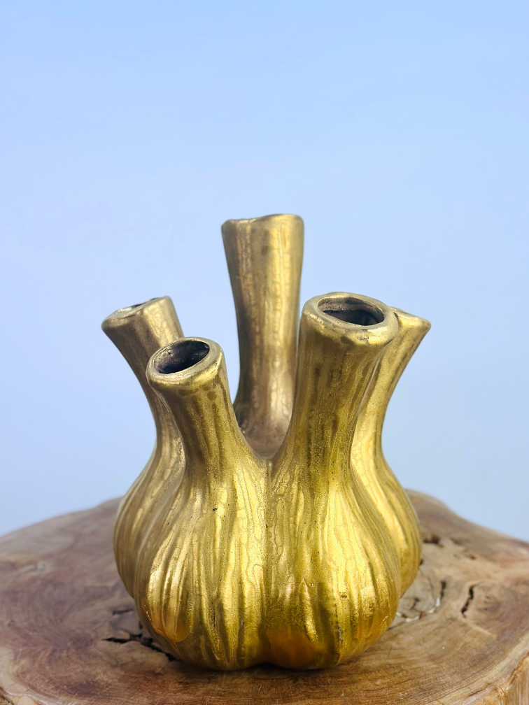 Trendy tulpenvaas "glanzend goud" | ⌀20xH25cm