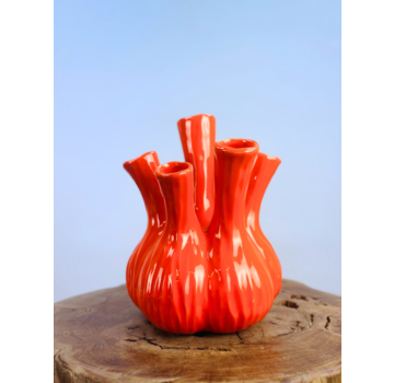 Trendy tulpenvaas "glanzend oranje" | ⌀20xH25cm