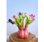 Kunstboeket "Paarse Tulpen" - incl. roze tulpenvaas | 45cm