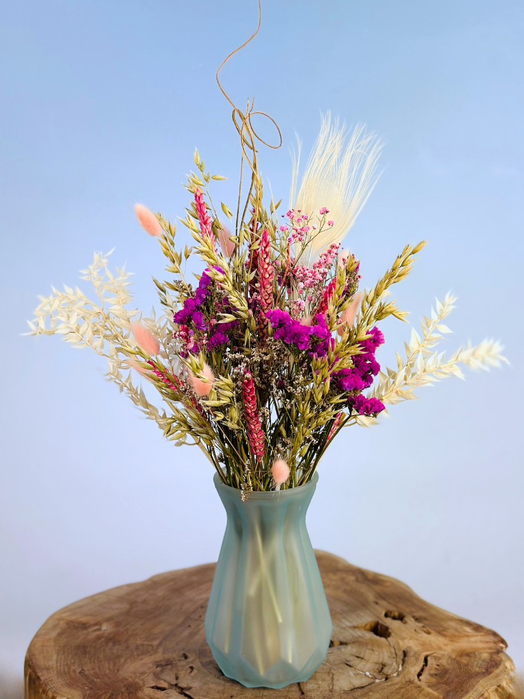 Droogboeket "Joyful Disco"  | 40cm - incl. vaas - meerdere kleuren