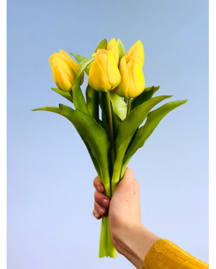 Kunst tulpen - geel | 7 stuks