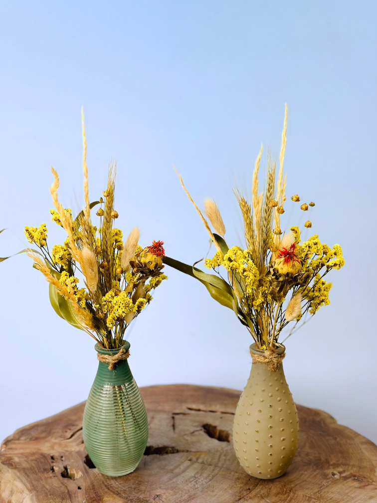 Daxx flesje gevuld met droogbloemen - twee kleuren