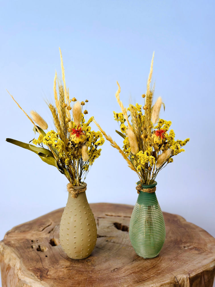 Daxx flesje gevuld met droogbloemen - twee kleuren