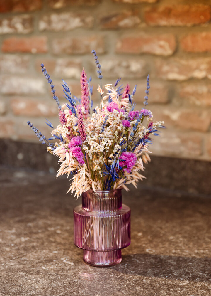 Droogbloemen boeket "Purple Crush Small" incl. vaas | 25cm