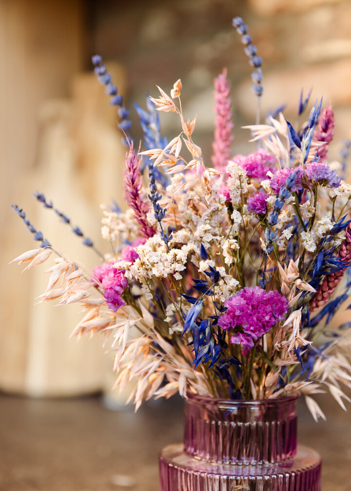 Droogbloemen boeket "Purple Crush Small" incl. vaas | 25cm