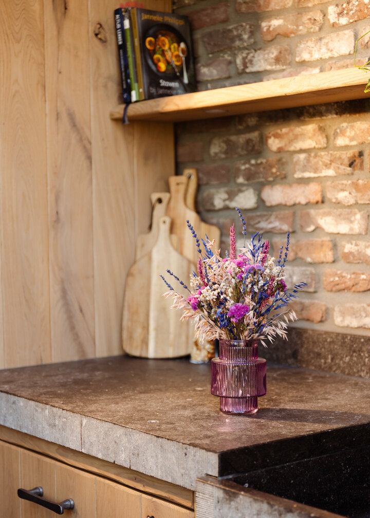 Droogbloemen boeket "Purple Crush Small" incl. vaas | 25cm