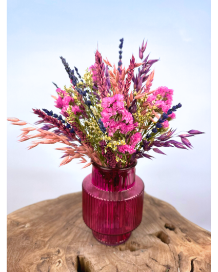 Droogbloemen boeket "Purple Crush Small" incl. vaas | 25cm