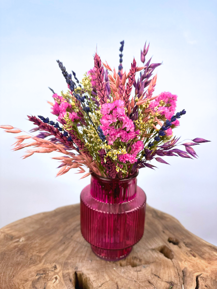 Droogbloemen boeket "Purple Crush Small" incl. vaas | 25cm