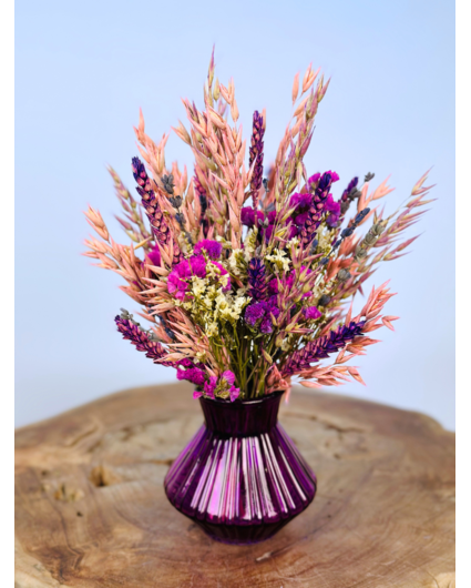 Droogbloemen boeket "Purple Crush" incl. vaas | 30 cm