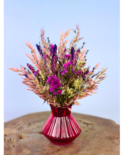 Droogbloemen boeket "Purple Crush" incl. vaas | 30 cm