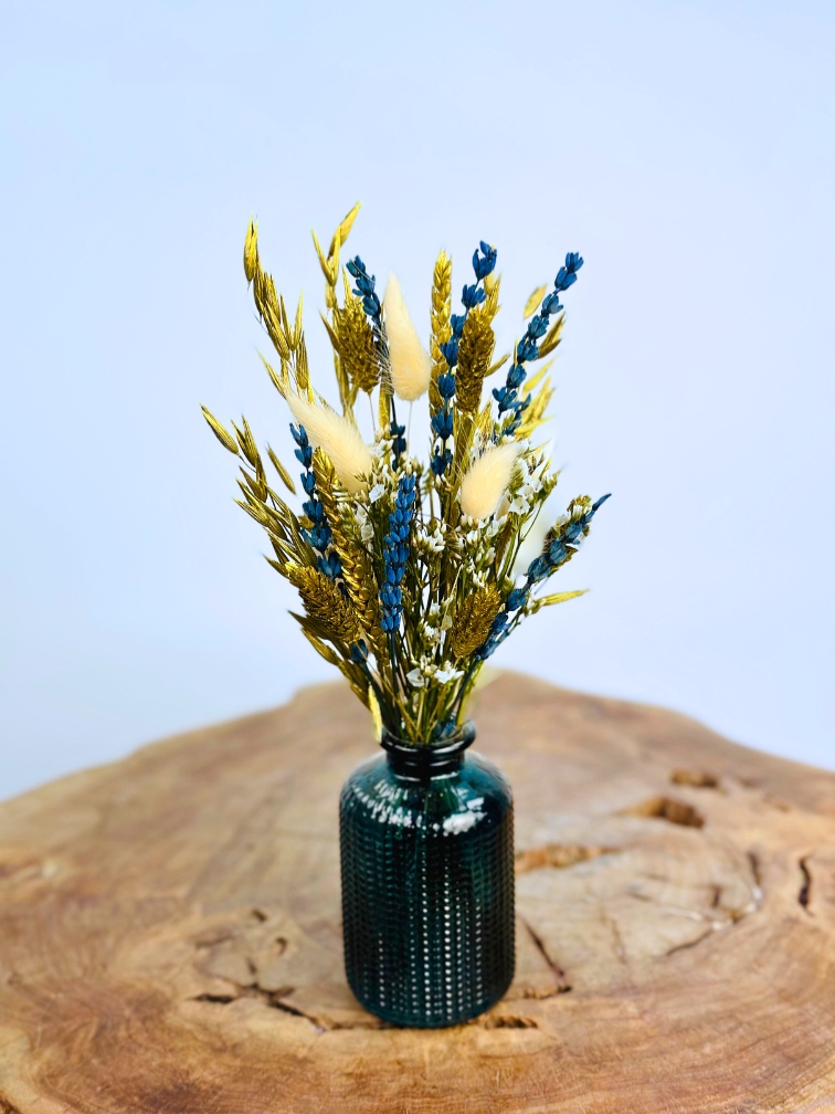 Droogbloemen boeket "Royal Blue" | incl. vaas