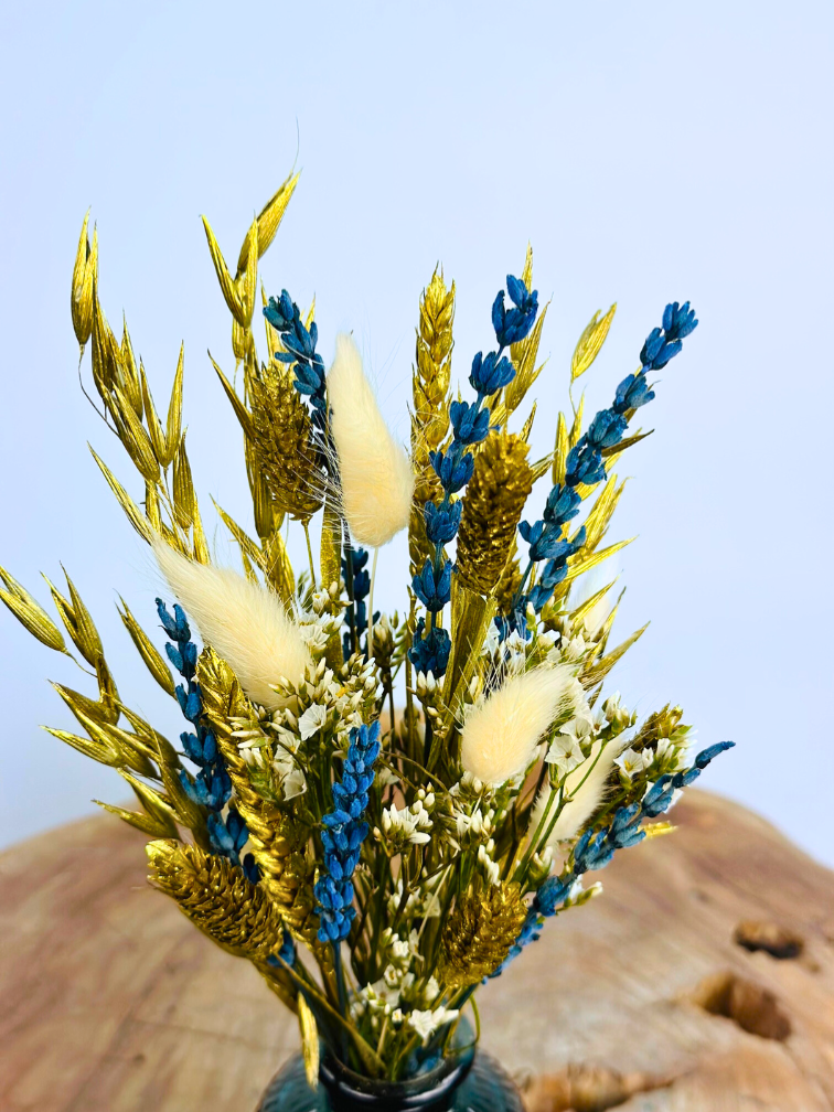Droogbloemen boeket "Royal Blue" | incl. vaas
