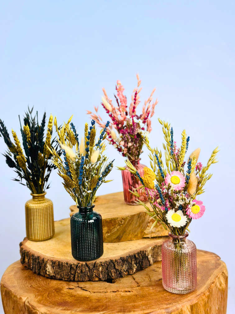 Droogbloemen boeket "Royal Blue" | incl. vaas