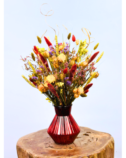 Droogboeket  "Happy Flower Field" Incl. vaas | 45cm