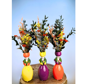 Droogbloemen  "Colourful Ladies" - incl. vaasje |3 kleuren