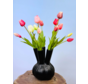 Kunstboeket "Tulpen uit Amsterdam" (14 stuks) | 45cm | incl. zwarte vaas