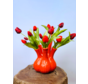 Kunstboeket "Rode Tulpen" - incl. oranje tulpenvaas | 45cm